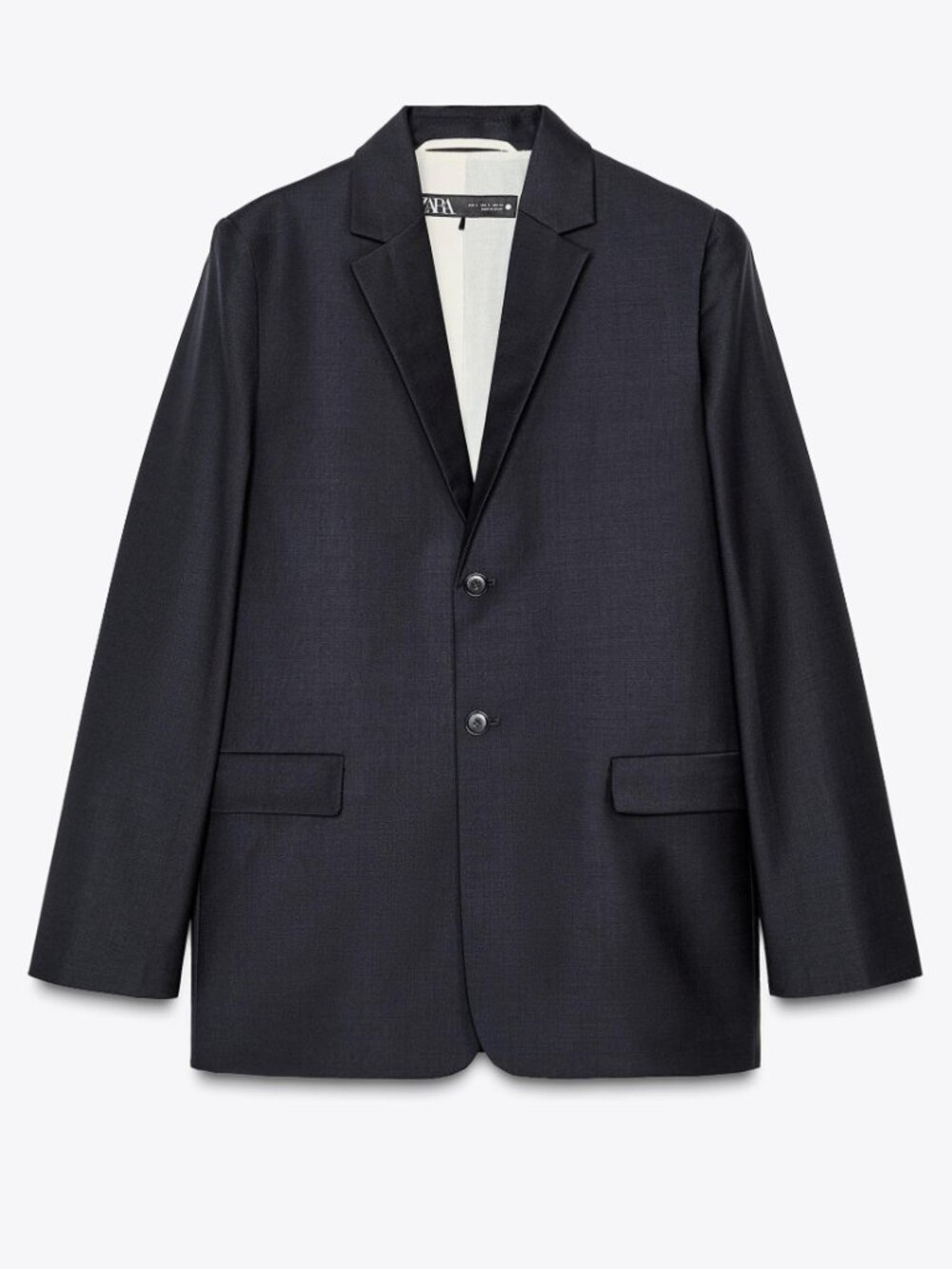 ZARA ZW COLLECTION WOOL BLEND BLAZER IN INDIGO SIZE SMALL